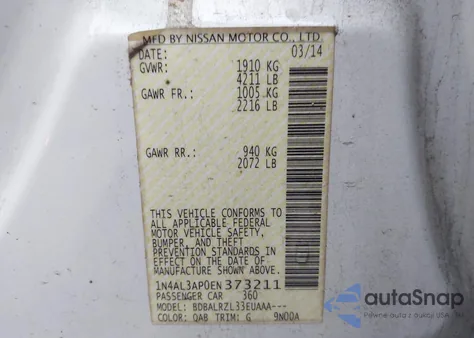 2014 Nissan Altima 2.5 S from USA, damaged, VIN 1N4AL3AP0EN373211